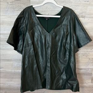 Universal Thread Dark Green Faux Leather Blouse
